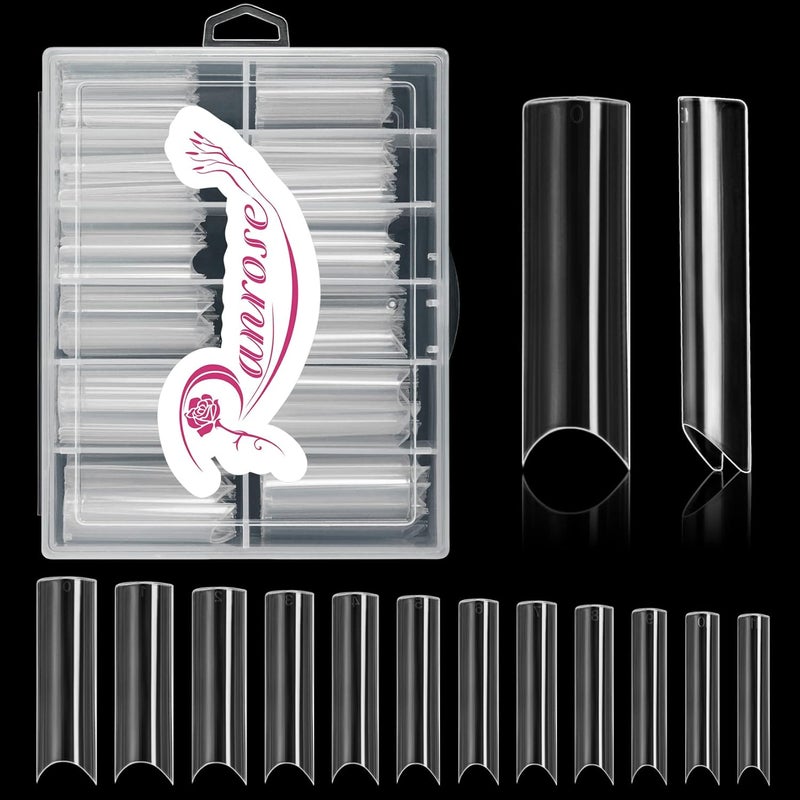 ranrose 120PCS Extra Long Nail Tips,XXL Super Long Half Cover Deep C Curve False Nails 12 Sizes Tapered Square Press on Nails with Box - Image 1